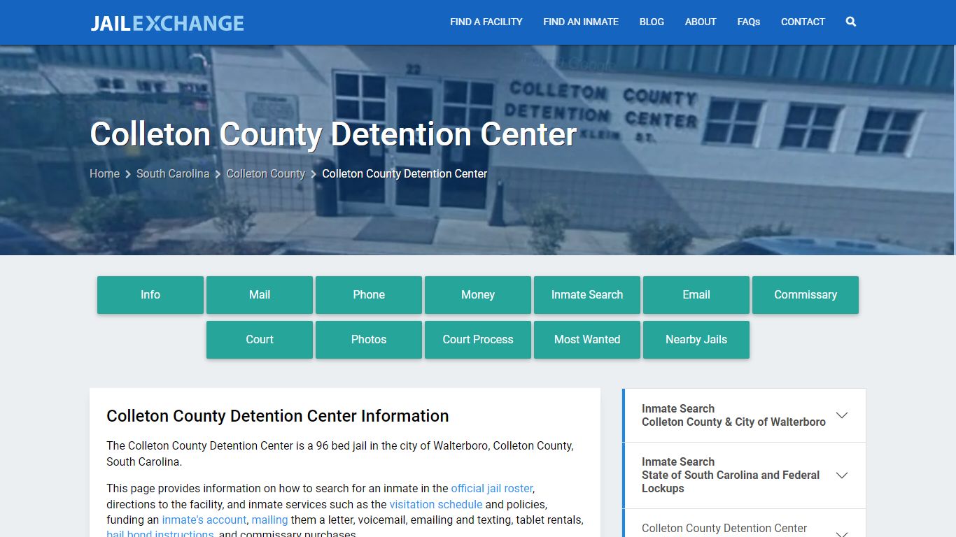 Colleton County Detention Center, SC Inmate Search, Information